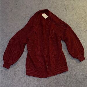 Wonderly Deep Red Cardigan Sweater